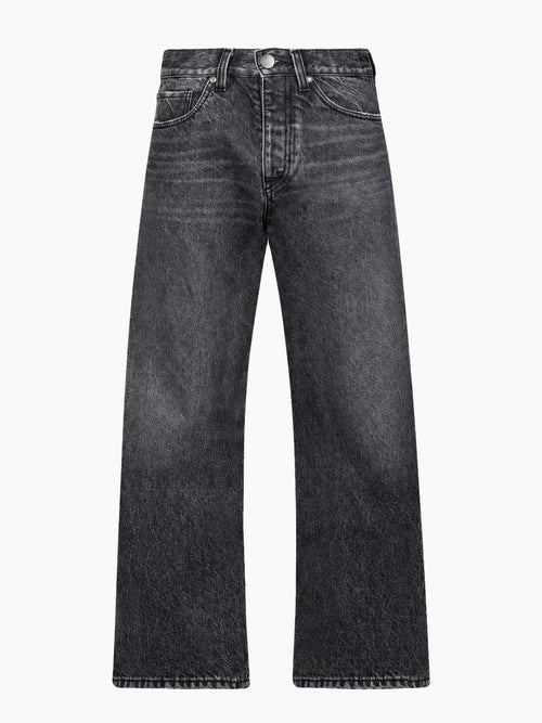 Jean denim unisexe noir délavé - face