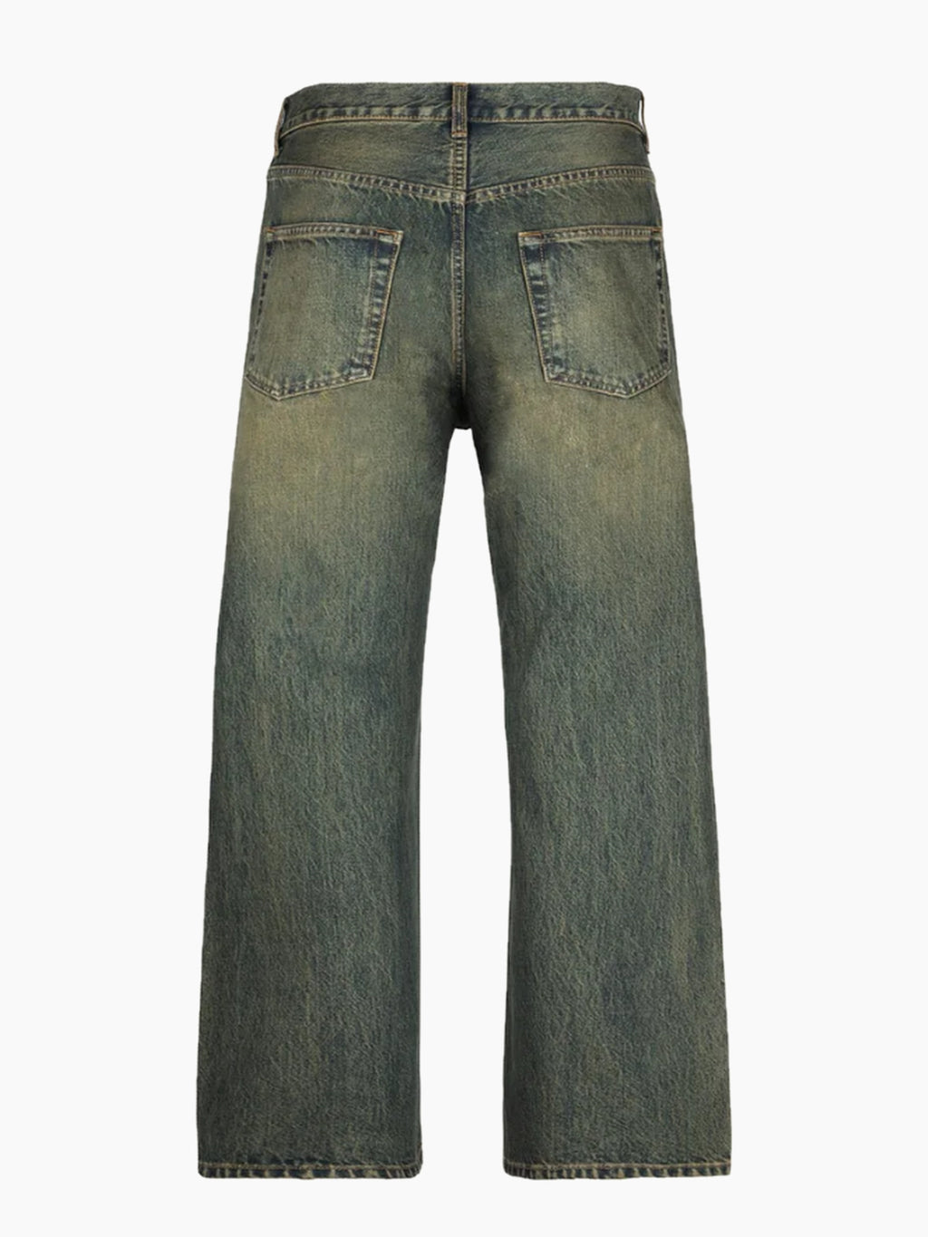 Jean denim unisexe vert olive délavé - dos
