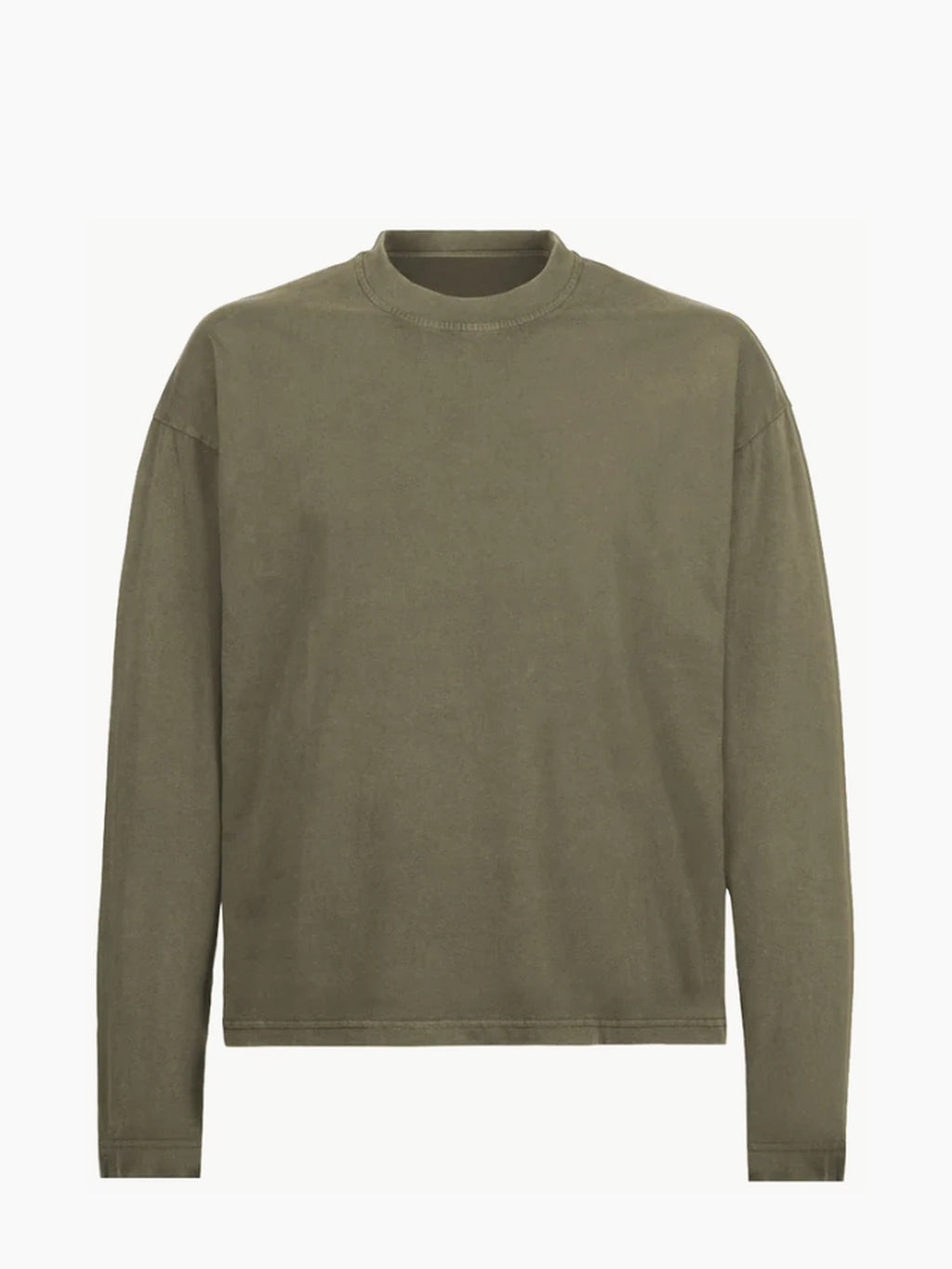 T-shirt unisexe manches longues en coton biologique 240 g/m² – Olive vintage — Produit de face