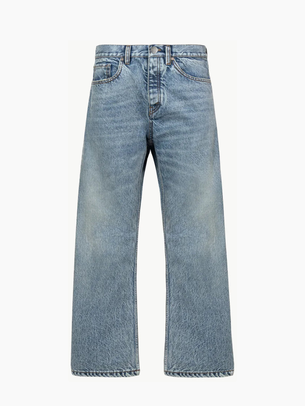 Jean unisexe loose fit en denim 15 oz – Bleu moyen — Produit de face