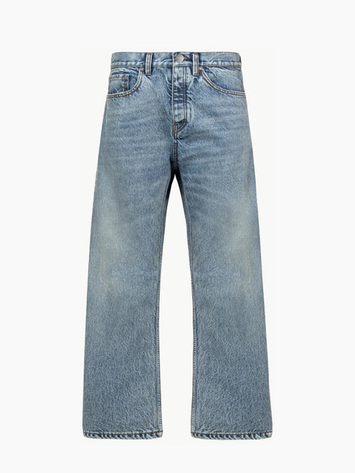 Jean unisexe loose fit en denim 15 oz – Bleu moyen — Produit de face