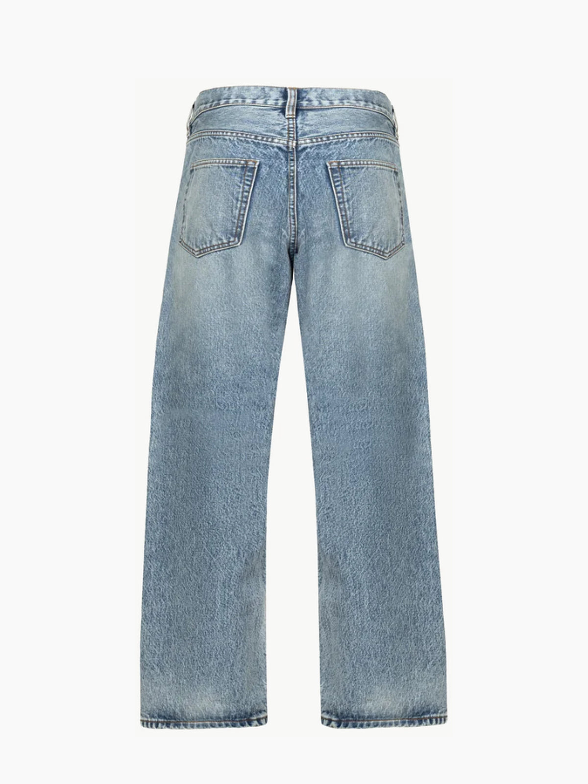 Jean unisexe loose fit en denim 15 oz – Bleu moyen — Produit de dos