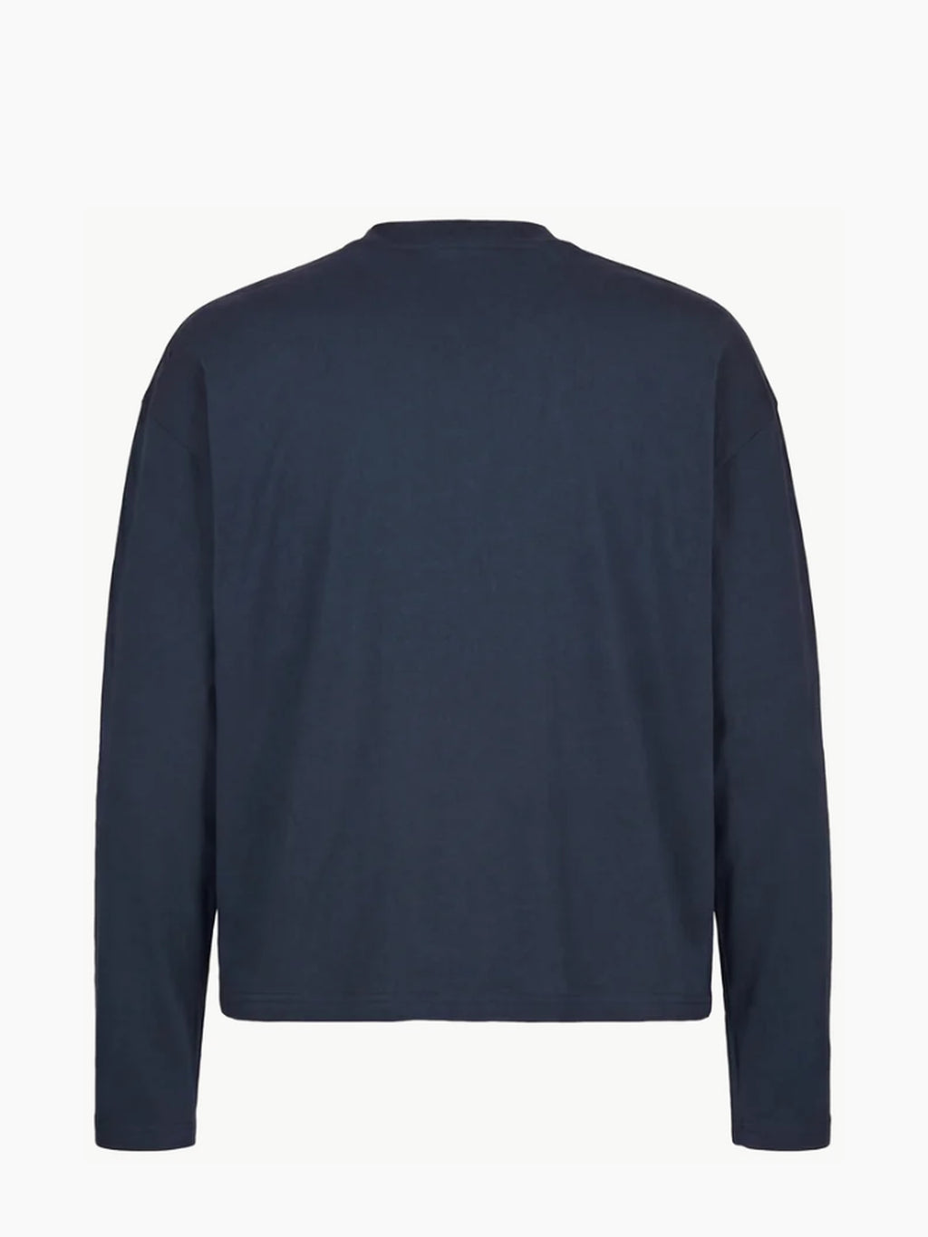 T-shirt unisexe manches longues en coton biologique 240 g/m² – Bleu marine — Produit de dos