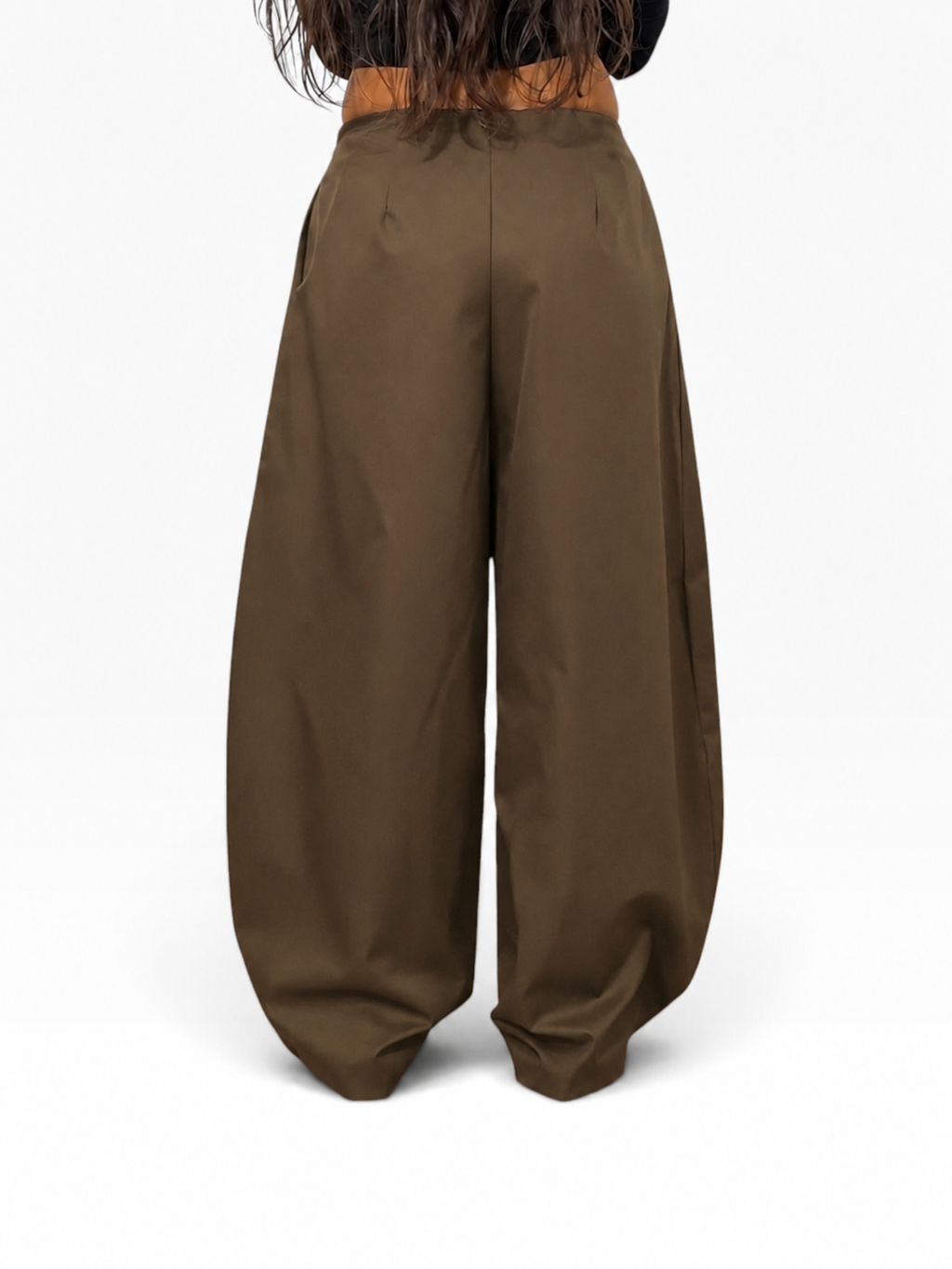 Gestructureerde parachutebroek met plooien | Dames