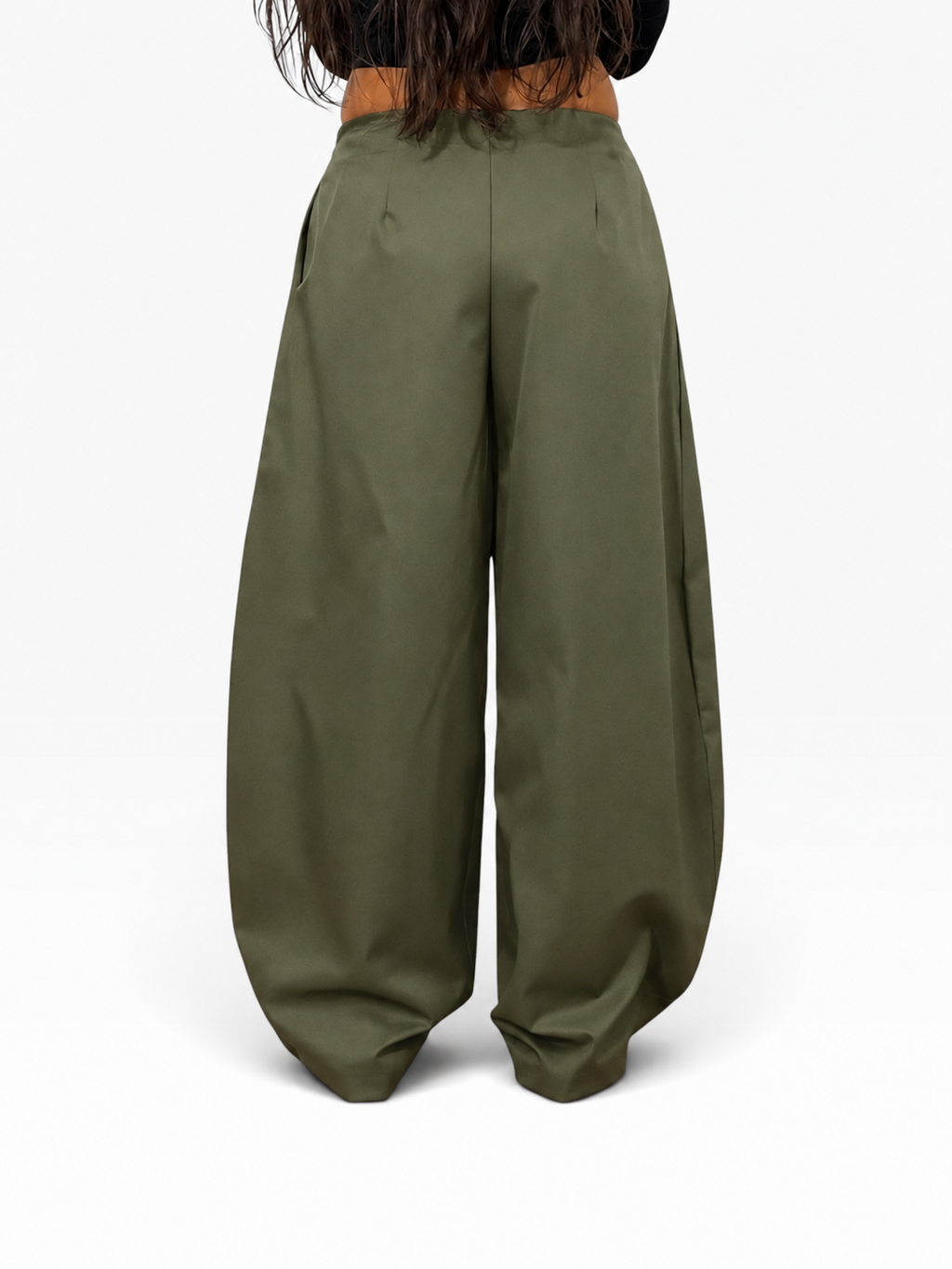 Gestructureerde parachutebroek met plooien | Dames