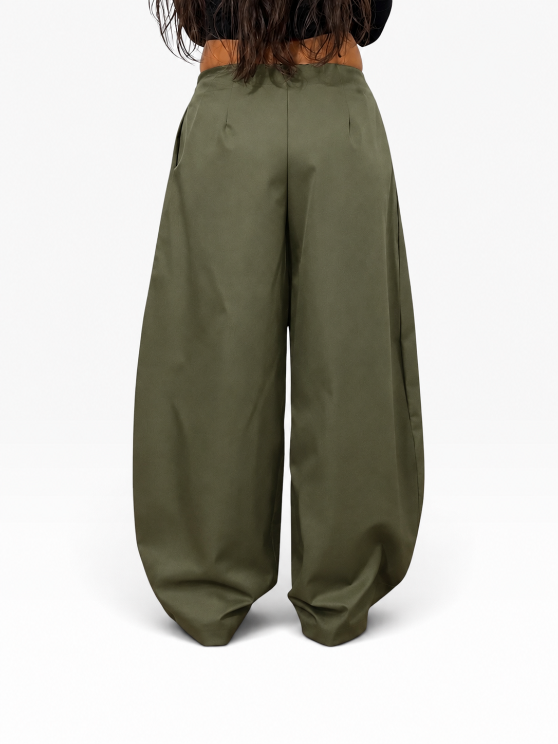 Gestructureerde parachutebroek met plooien | Dames