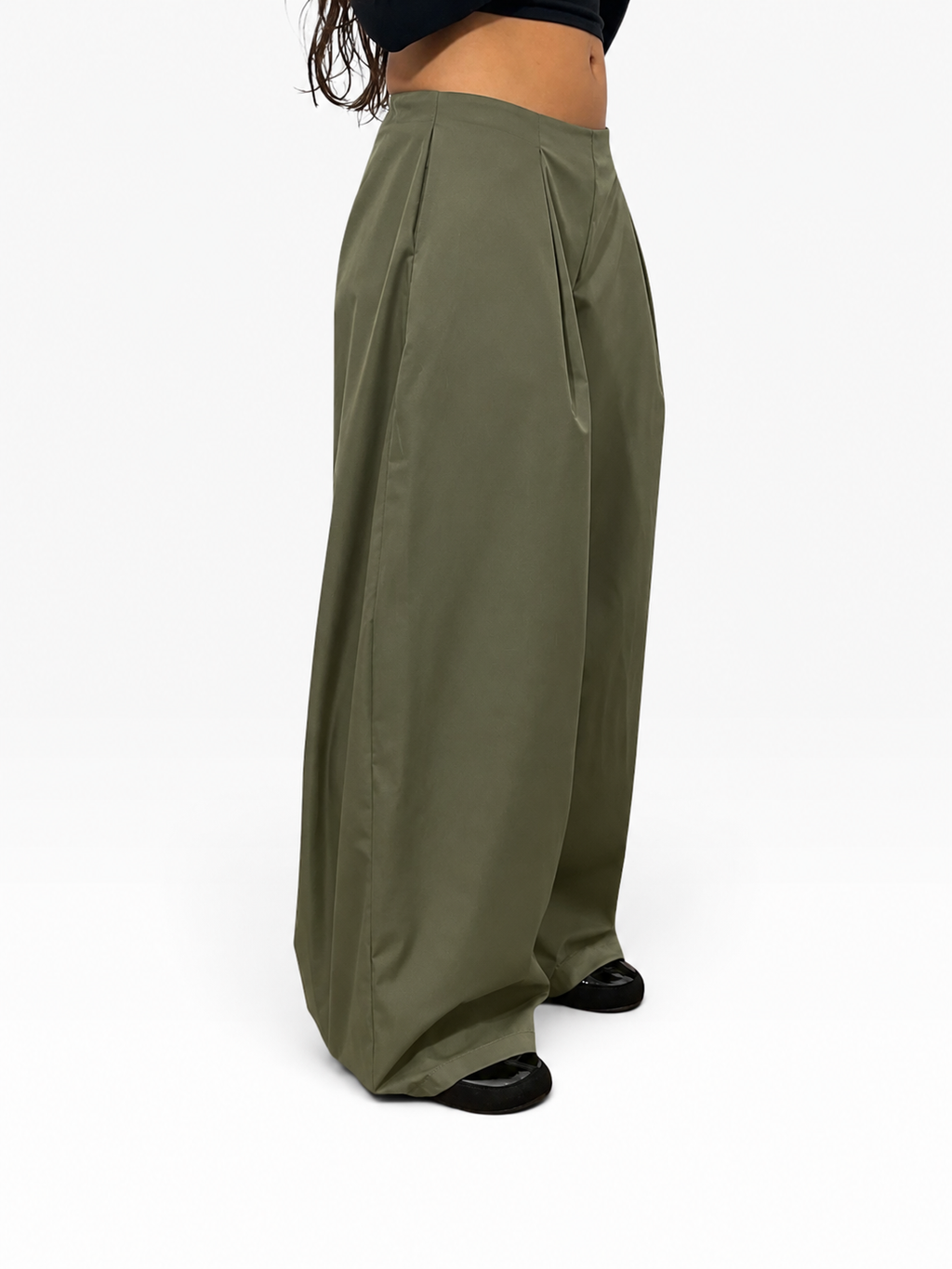 Gestructureerde parachutebroek met plooien | Dames