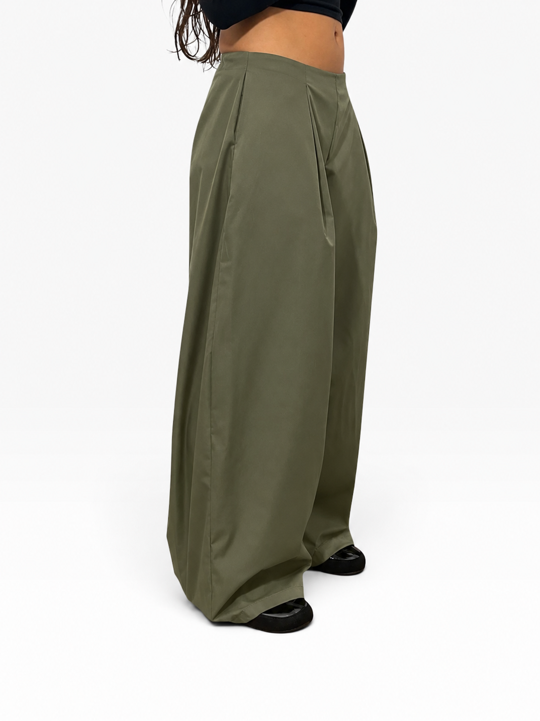 Gestructureerde parachutebroek met plooien | Dames