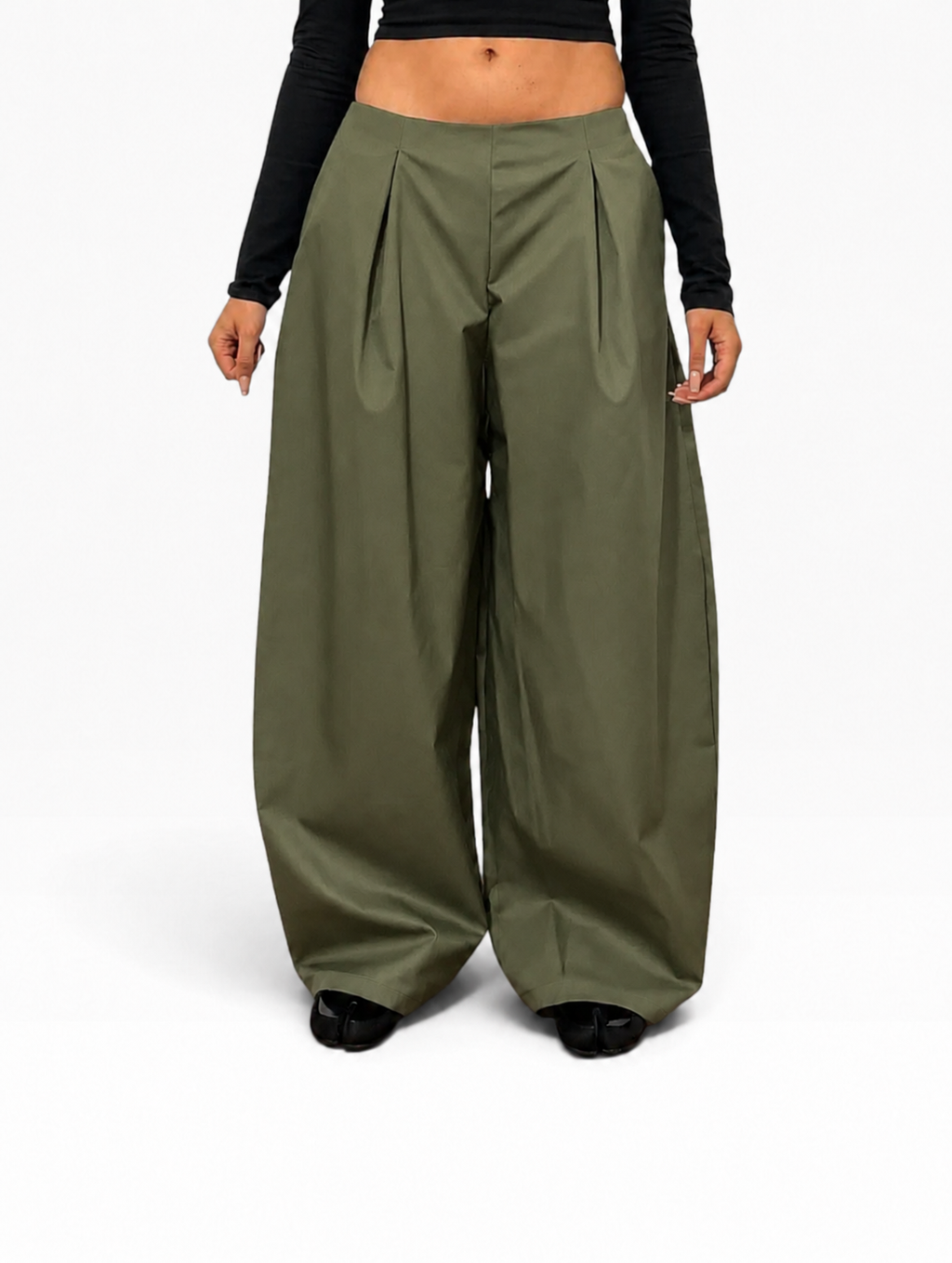 Gestructureerde parachutebroek met plooien | Dames