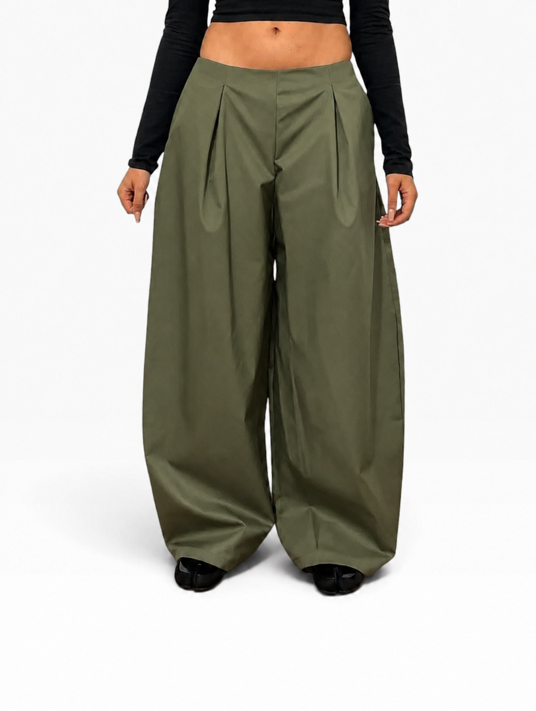Pantalon parachute structuré à pinces | Femme
