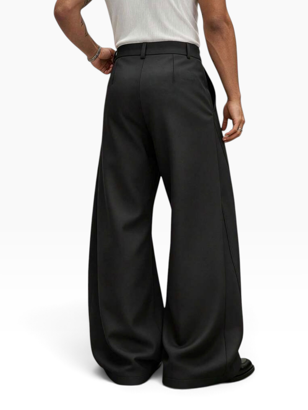 FLUID BOOTCUT TROUSERS - Black - back view