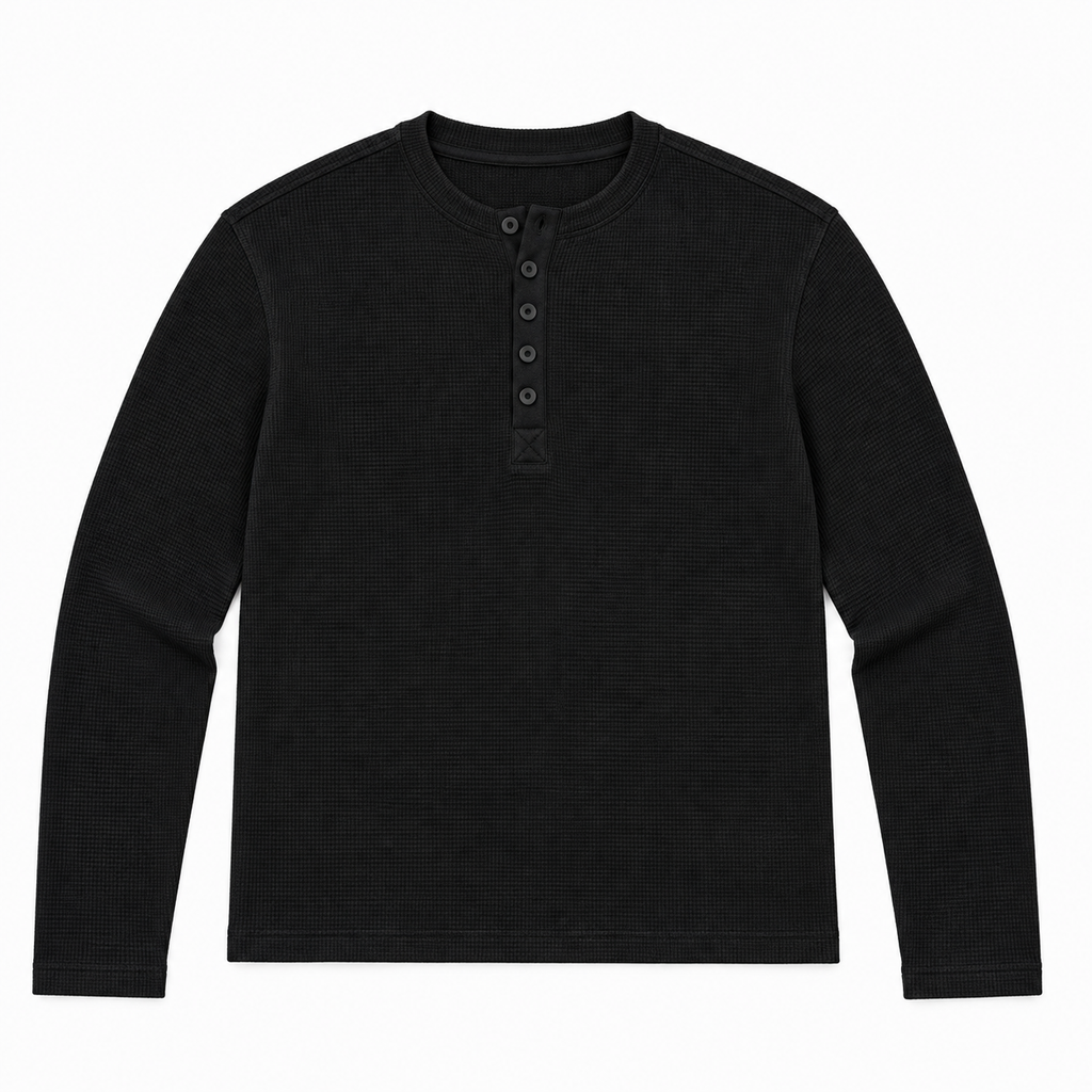 HENLEY RELAXED FIT - BLACK - 01