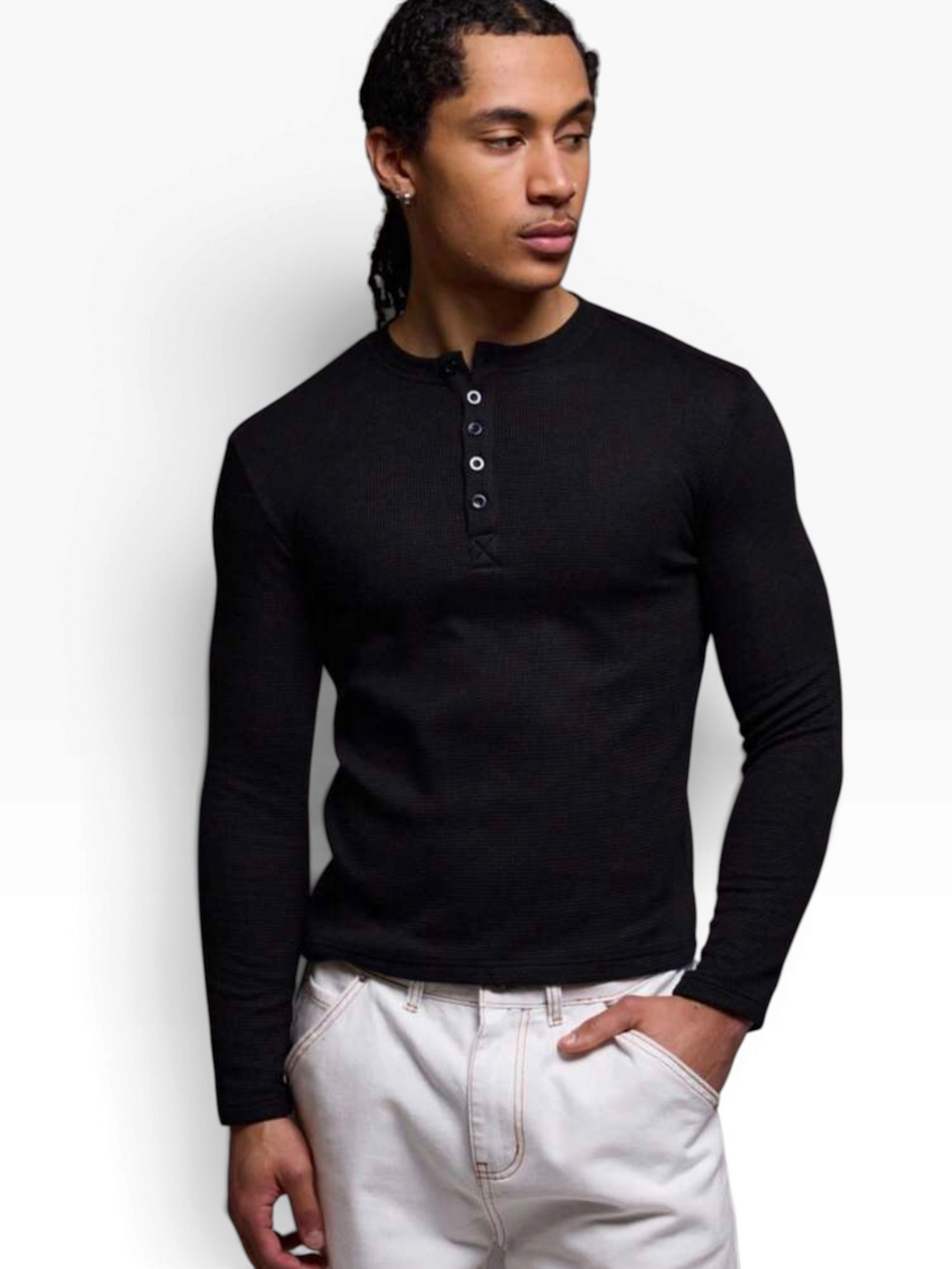 HENLEY RELAXED FIT - BLACK - 02