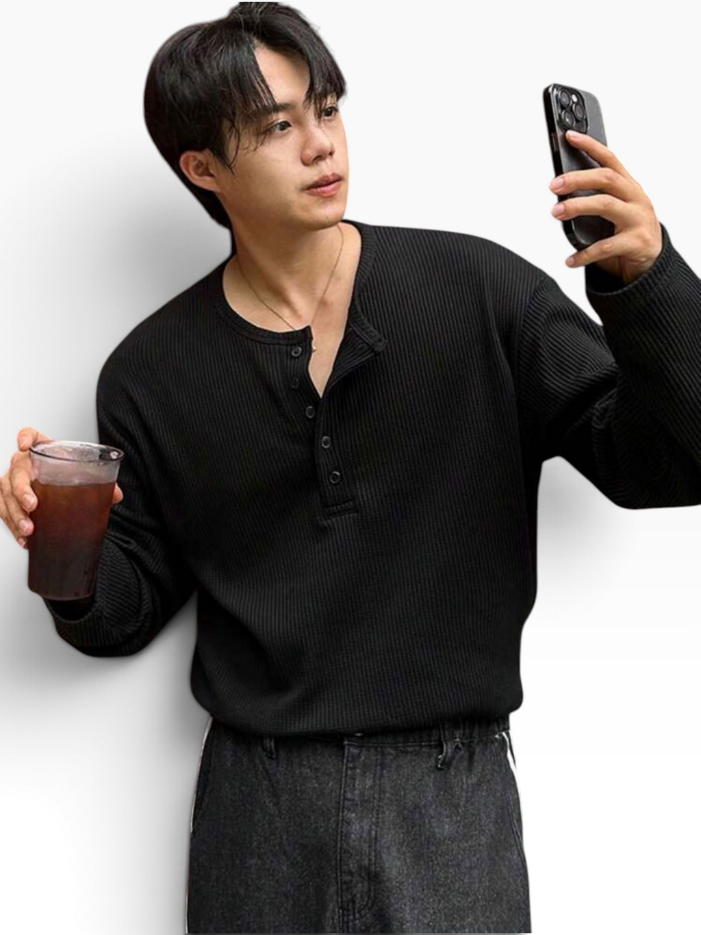 HENLEY RELAXED FIT - BLACK - 03