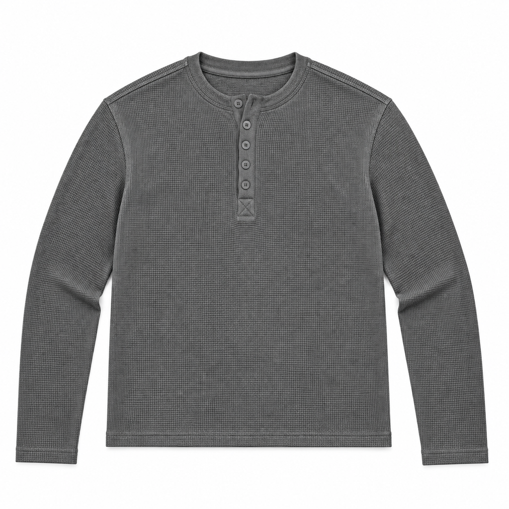 HENLEY RELAXED FIT - CHARCOAL GREY - 01