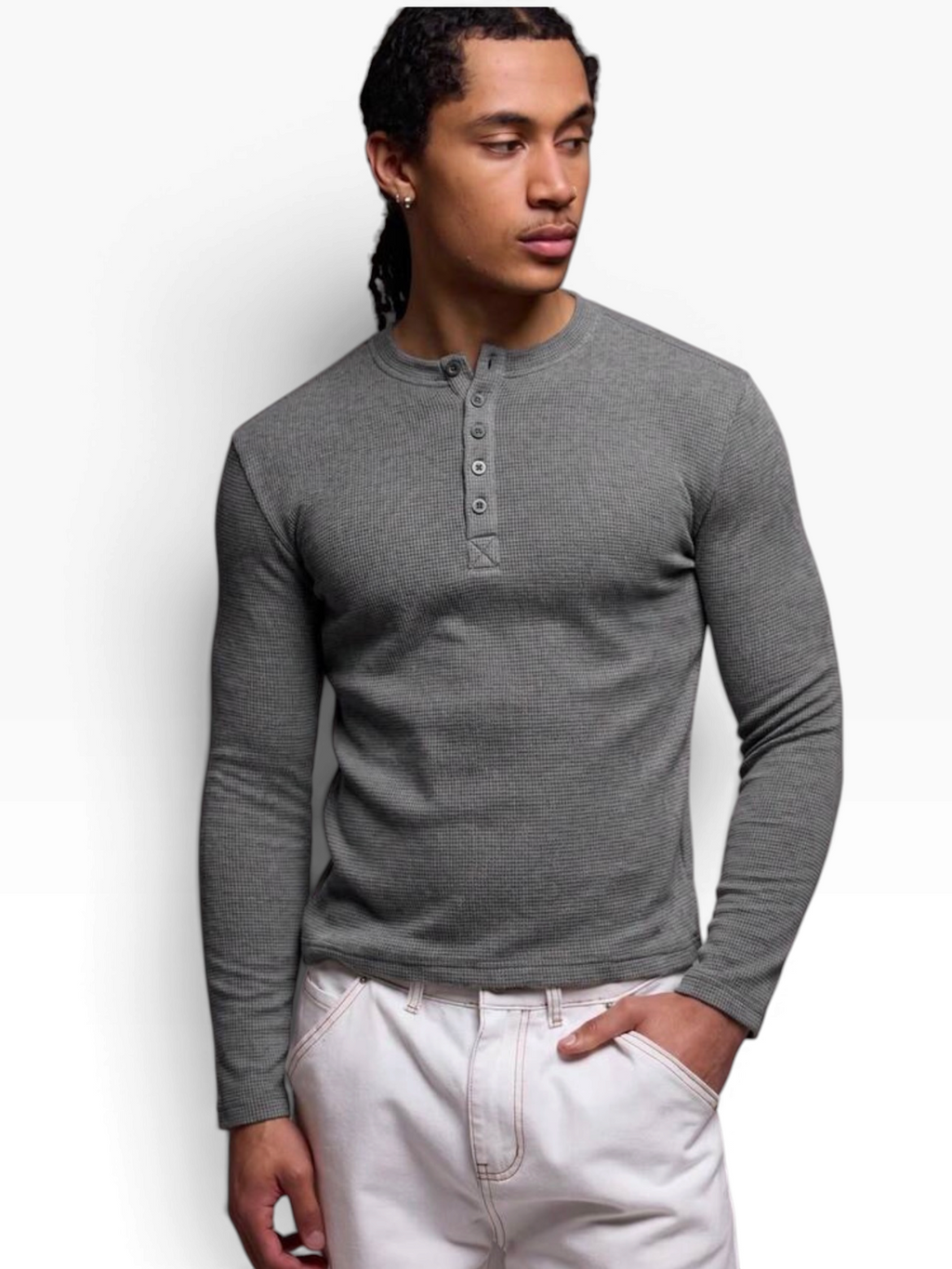 HENLEY RELAXED FIT - CHARCOAL GREY - 02