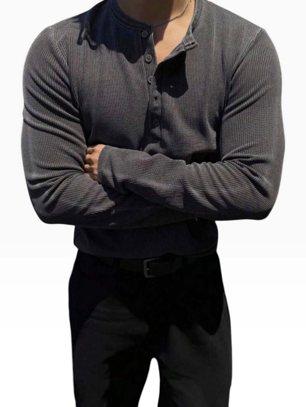 HENLEY RELAXED FIT - CHARCOAL GREY - 02