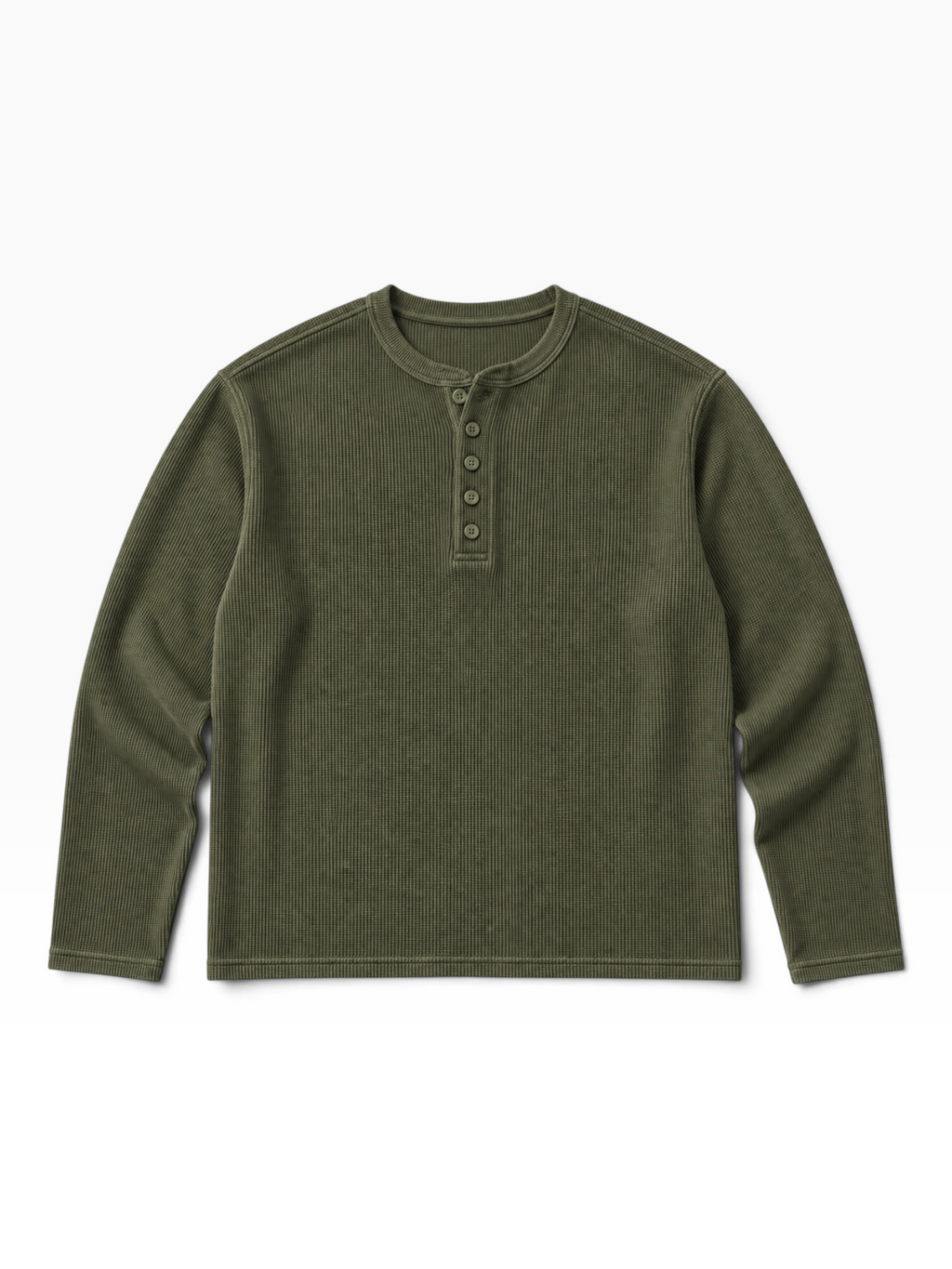 HENLEY RELAXED FIT - DARK OLIVE - 01
