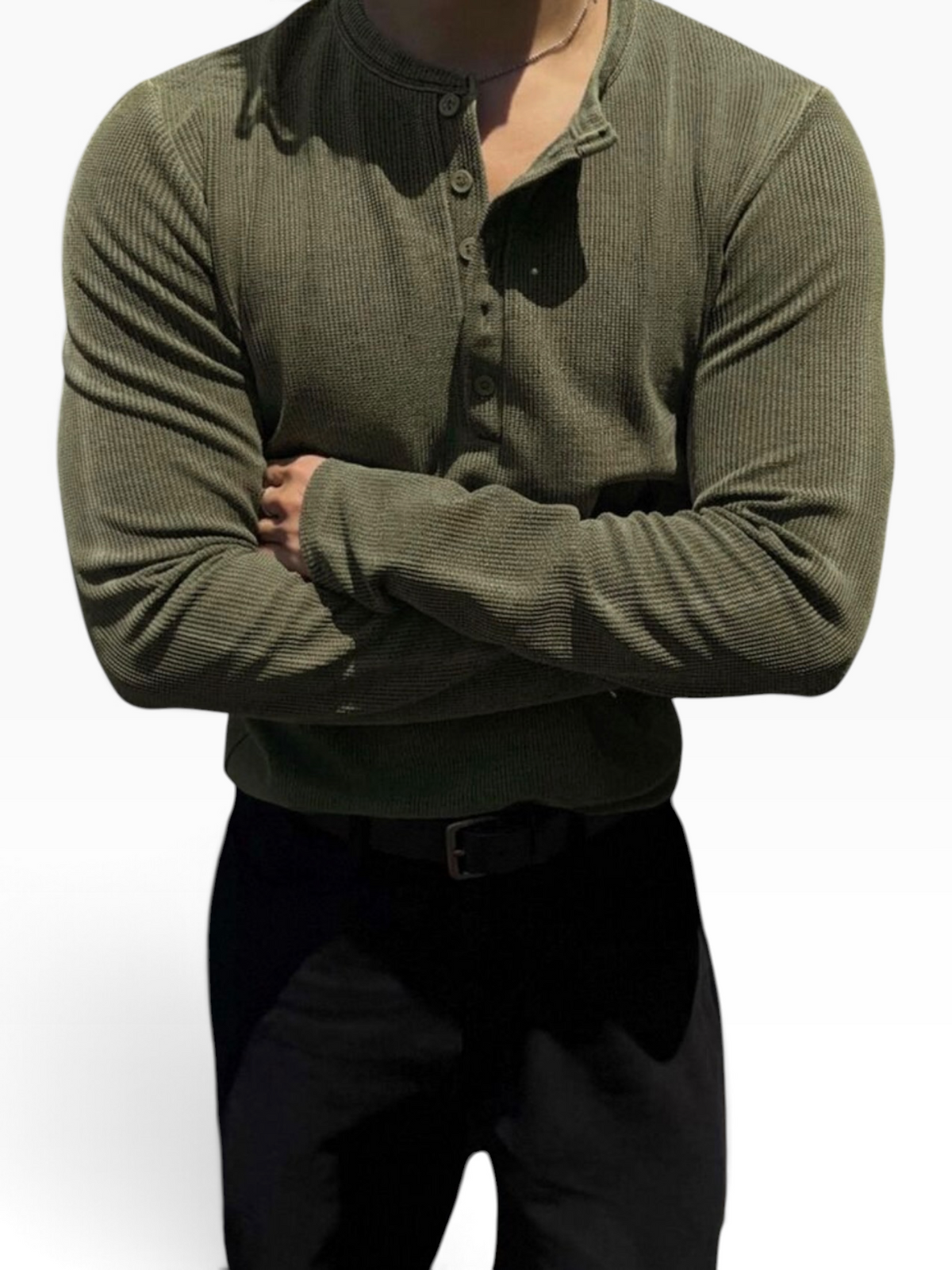 HENLEY RELAXED FIT - DARK OLIVE - 03