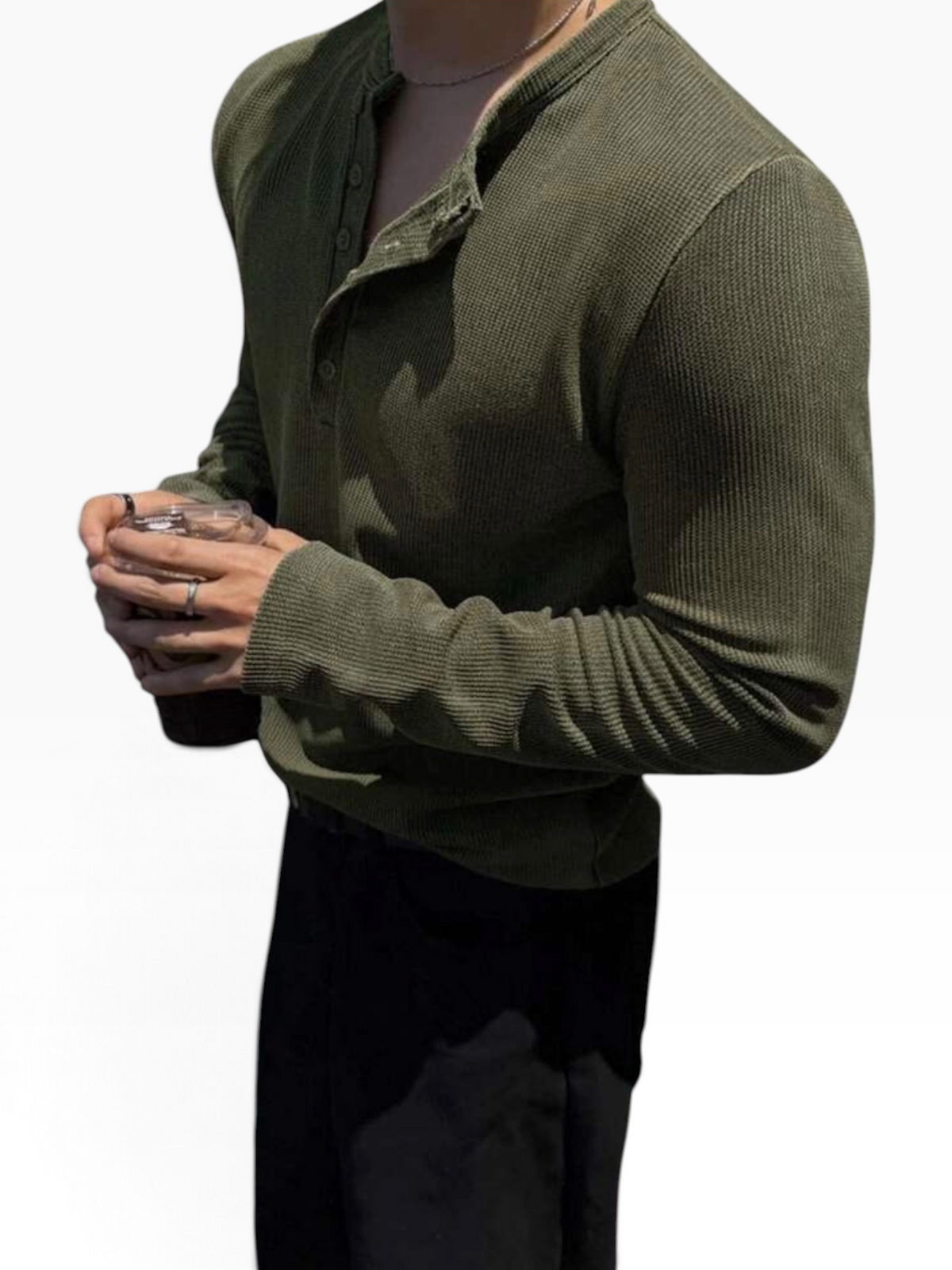 HENLEY RELAXED FIT - DARK OLIVE - 04