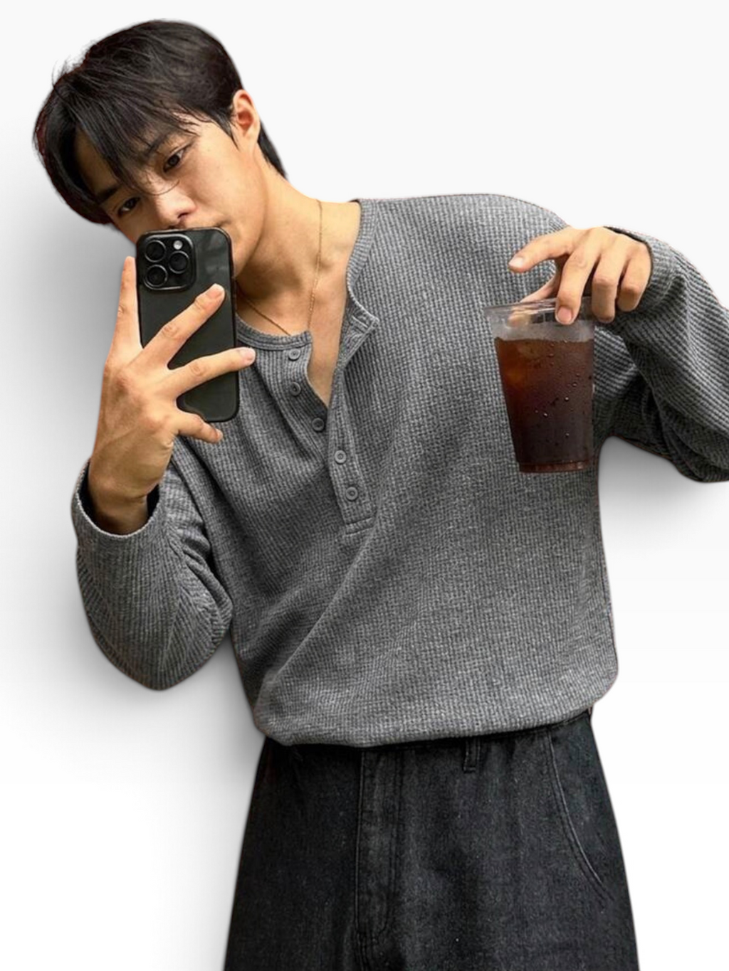 HENLEY RELAXED FIT - LIGHT GREY - 03