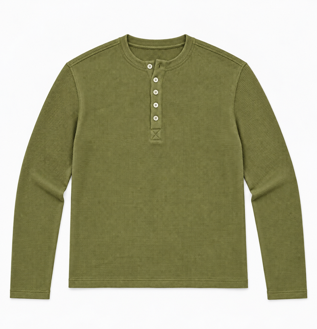 HENLEY RELAXED FIT - MOSS GREEN - 01