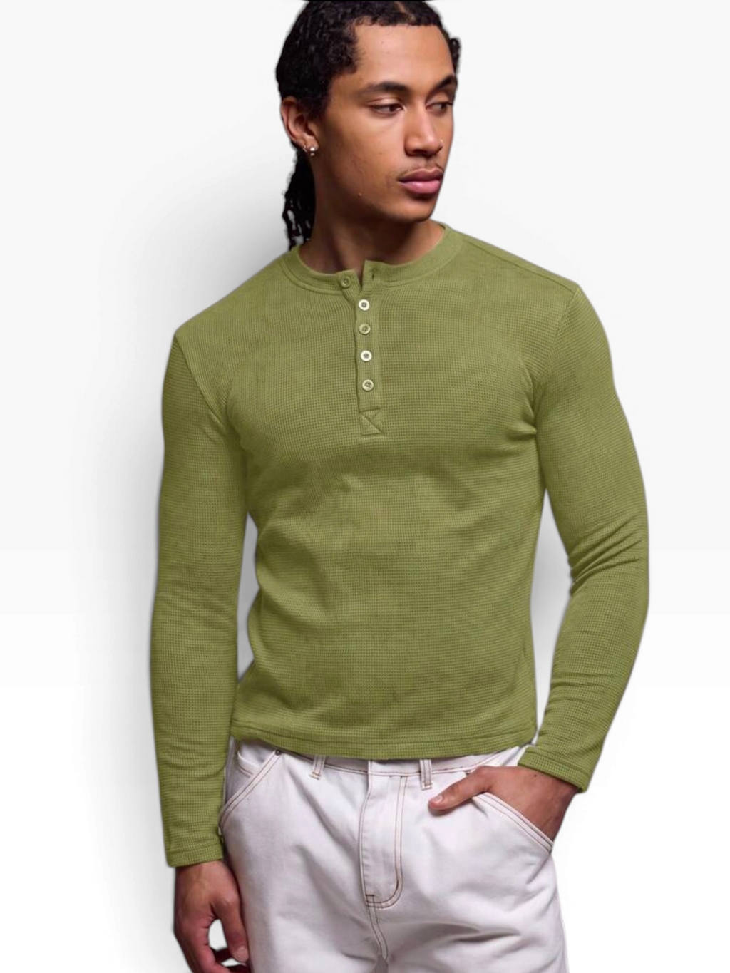 HENLEY RELAXED FIT - MOSS GREEN - 02