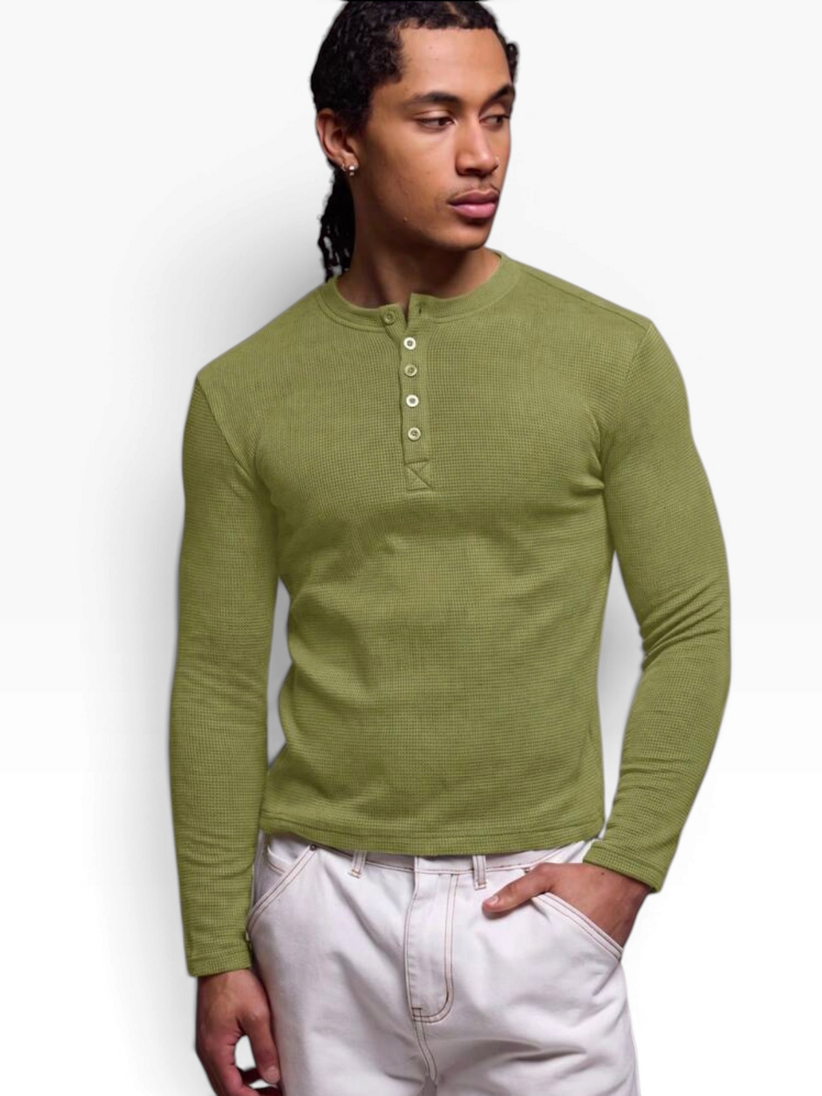 HENLEY RELAXED FIT - MOSS GREEN - 02
