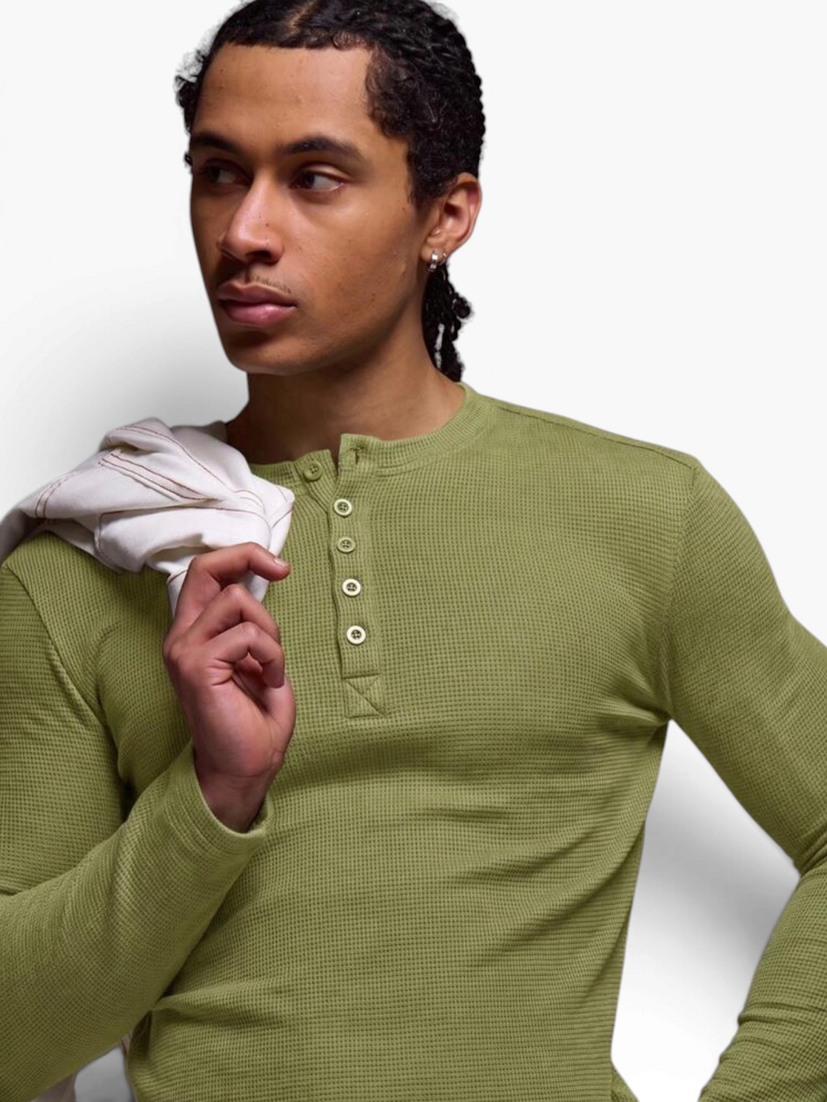 HENLEY RELAXED FIT - MOSS GREEN - 03