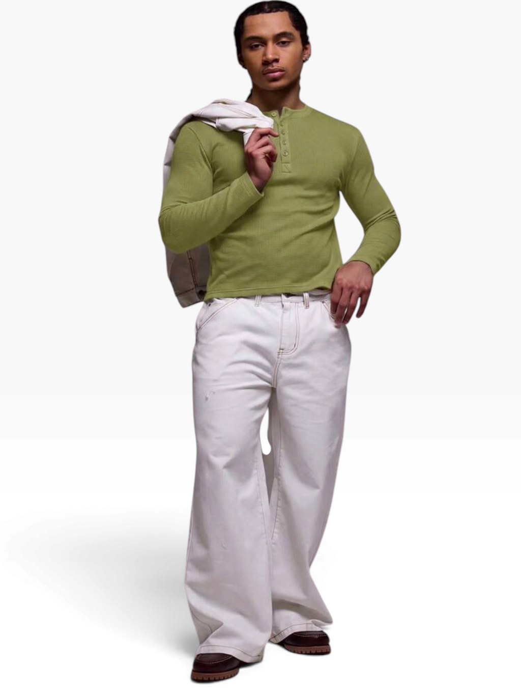 HENLEY RELAXED FIT - MOSS GREEN - 06